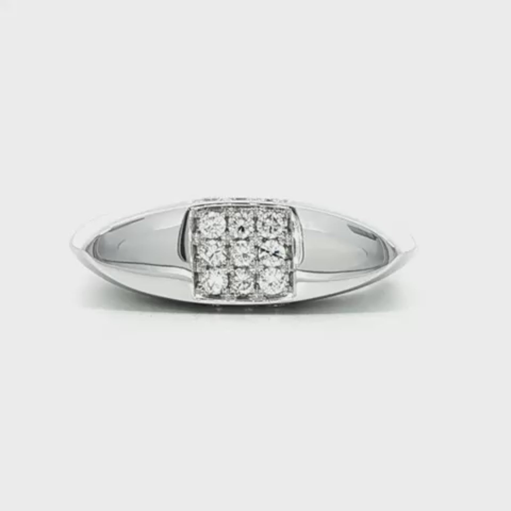 18K White gold marquise shaped dome ring with square clusters of round brilliant diamonds. Item 22256 - ABC Jewelry Co. 