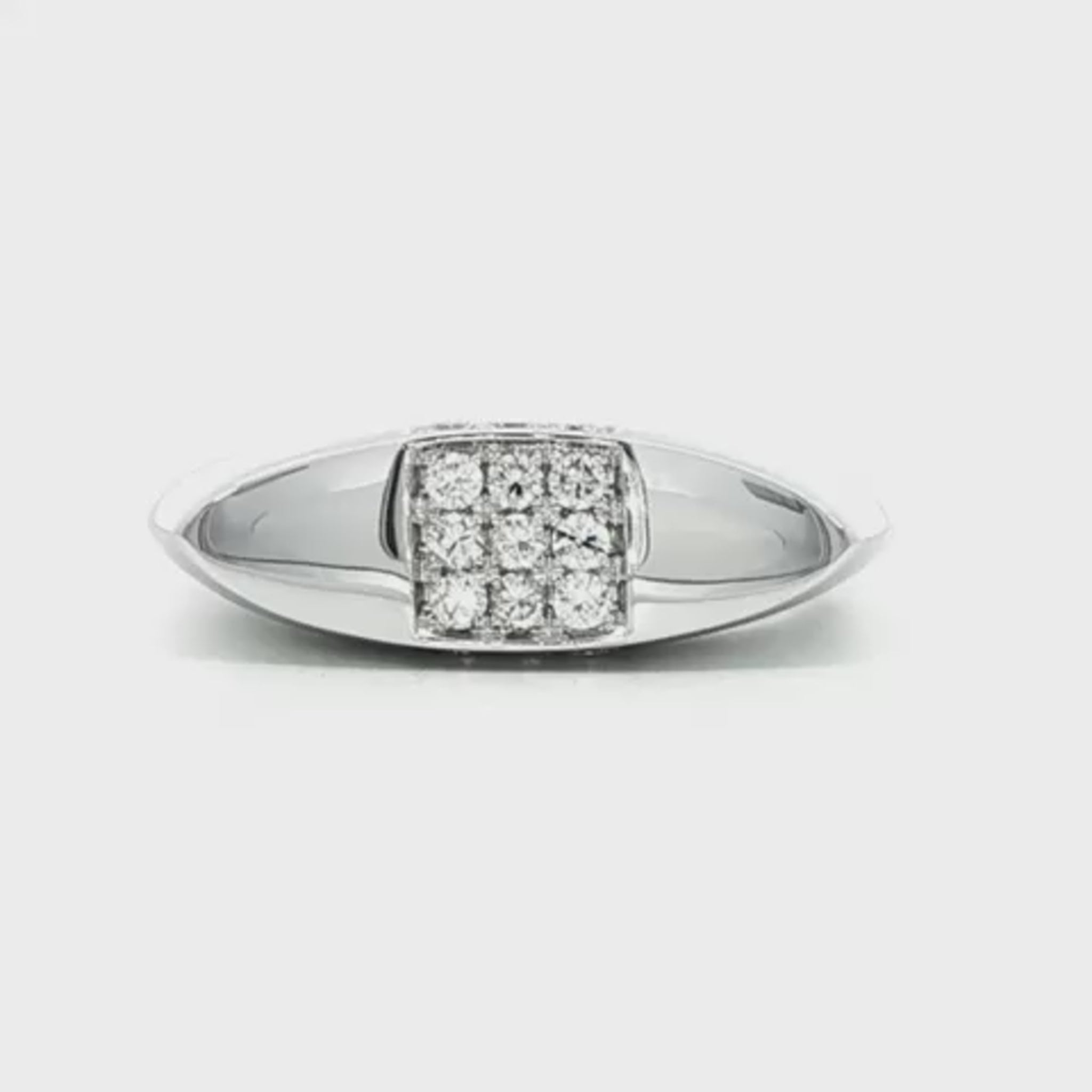 18K White gold marquise shaped dome ring with square clusters of round brilliant diamonds. Item 22256 - ABC Jewelry Co. 