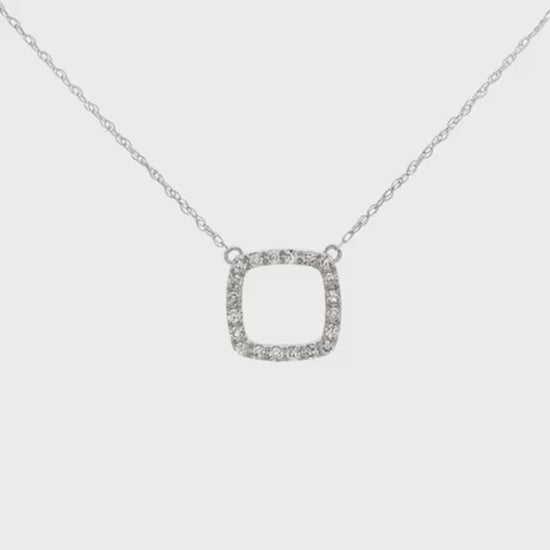 14K White gold necklace with square shape diamond pendant. Item J37268 - ABC Jewelry Co.