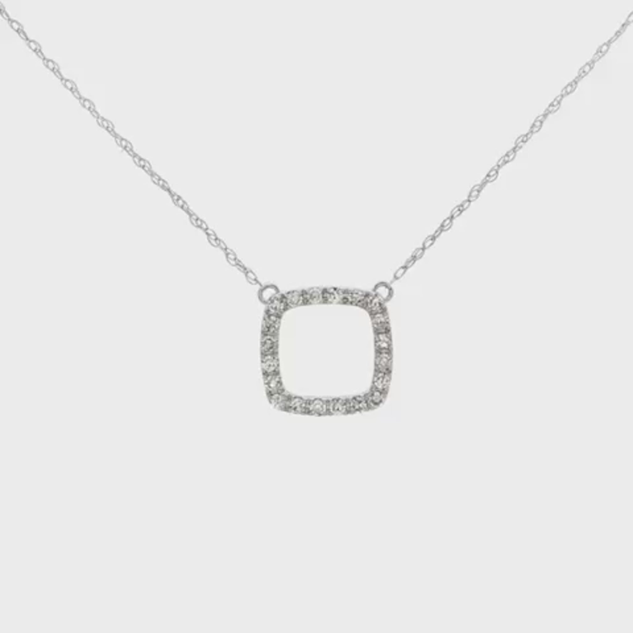 14K White gold necklace with square shape diamond pendant. Item J37268 - ABC Jewelry Co.