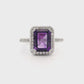 14K White Gold - Amethyst & Diamond Ring - J37125