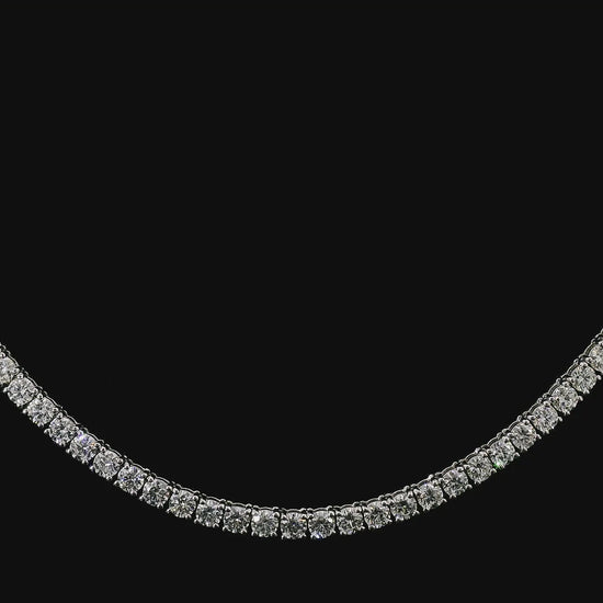 14K White gold tennis necklace set with round brilliant diamonds. Item J39048 - ABC Jewelry