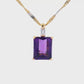 14K Yellow Gold - Amethyst & Diamond Pendant - J37047