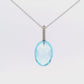 14K White Gold - Blue Topaz Pendant - J36755