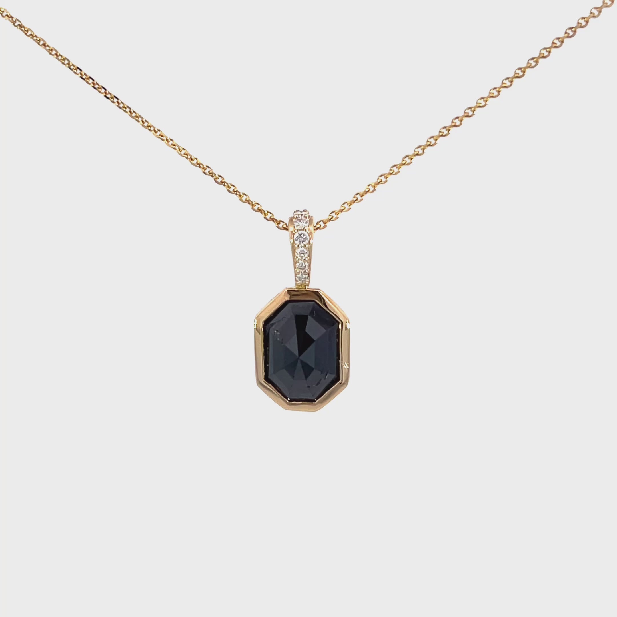 Black diamond pendant yellow gold hotsell