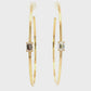 14K Yellow gold hoop earrings, each set with 1 emerald cut LAB GROWN diamond. Item J38829 - ABC Jewelry Co. 