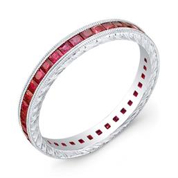 18K White Gold - Ruby Eternity Band - 23024