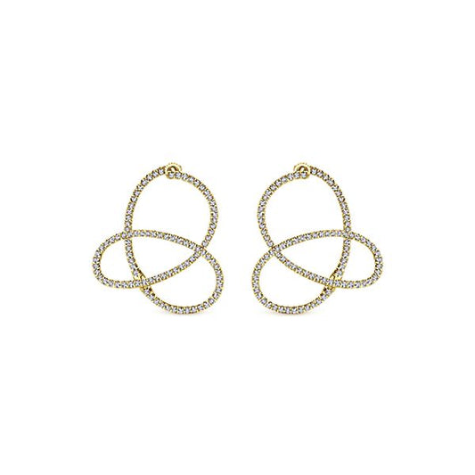 14kt Yellow Gold Hoop Diamond Earrings - EG13177Y45JJ