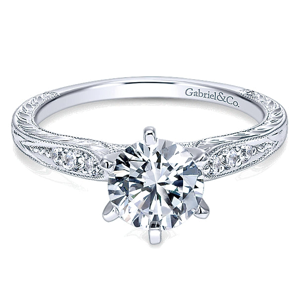 14k White Gold Ladies Engagement Ring - ER11827R4W44JJ