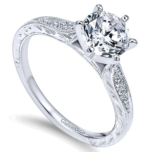 14k White Gold Ladies Engagement Ring - ER11827R4W44JJ