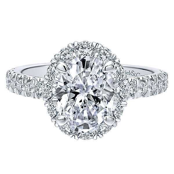 14k White Gold Contemporary Oval Diamond Halo Engagement Ring - ER12647O4W44JJ