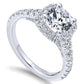 14k White Gold Entwined Cushion Halo Diamond Ring - ER12761R4W44JJ