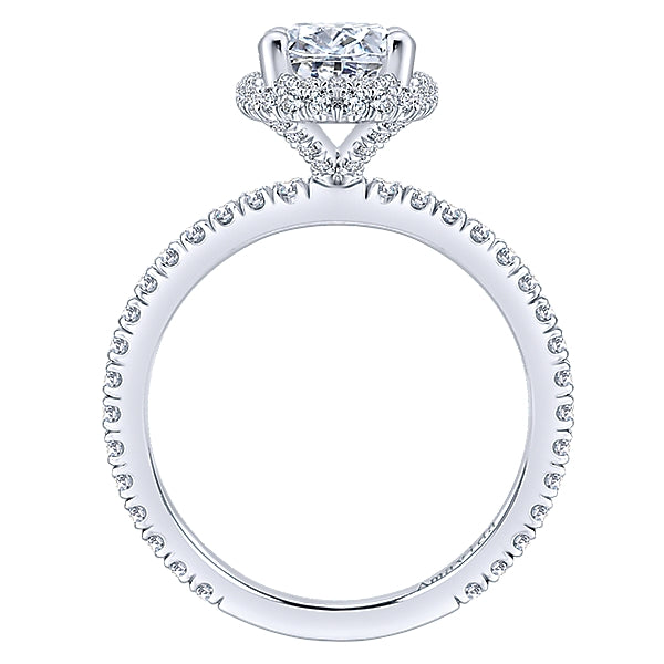 18k White Gold Oval Diamond Halo Engagement Ring - ER12907O6W83JJ