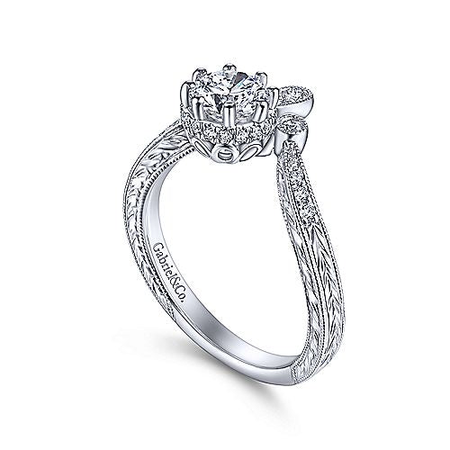 14k White Gold Ladies Engagement Ring - ER14765R3W44JJ