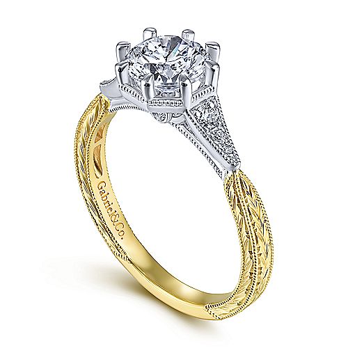 14k White and Yellow Gold Ladies Engagement Ring - ER14770R4M44JJ