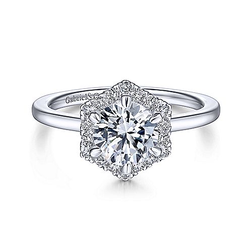 14k White Gold Ladies Engagement Ring - ER14788R4W44JJ