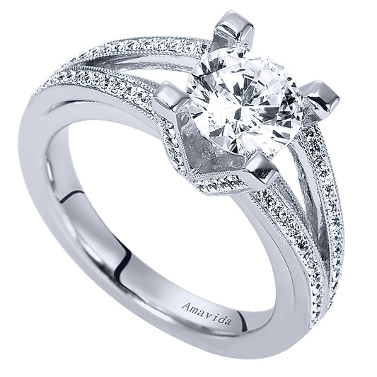 18k White Gold Contemporary Diamond Split Shank Ring - ER6142W83JJ