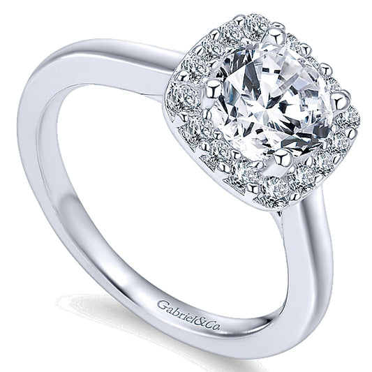 14k White Gold Diamond Halo Ring - ER6873W44JJ