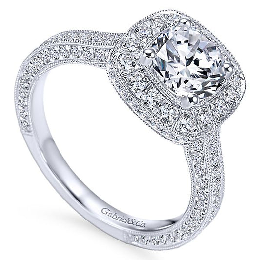 14k White Gold Halo Engagement Ring - ER7256W44JJ