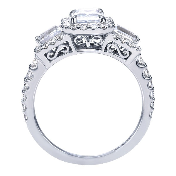 14k White Gold Emerald Cut Halo Ring - ER7269W44JJ