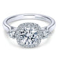 14k White Gold Three Stone Diamond Halo Ring - ER7510W44JJ