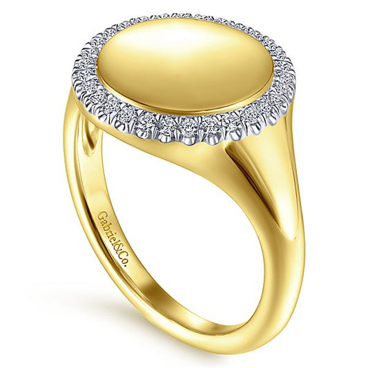 14k Yellow Gold Diamond Signet Ring - LR51521Y45JJ