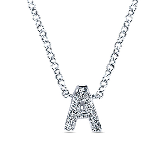 14k White Gold Diamond Initial Pave Necklace - NK4577A-W45JJ