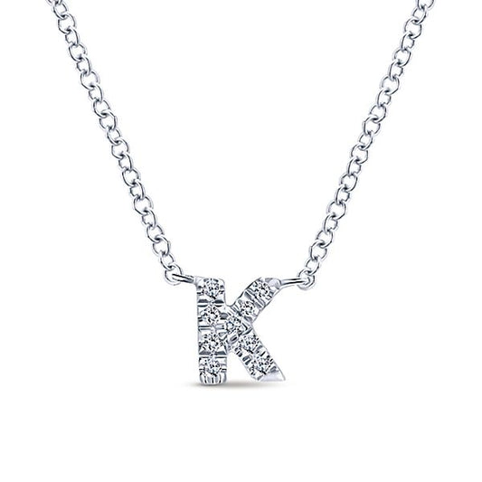14k White Gold Diamond Initial Necklace - NK4577K-W45JJ
