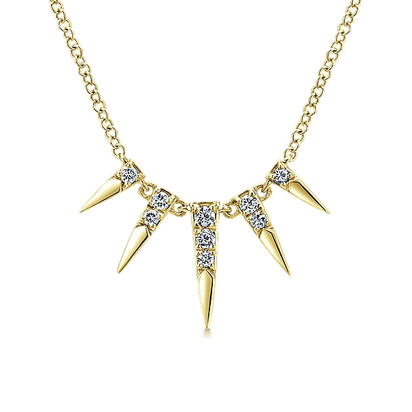 14k Yellow Gold Diamond Short Spike Fashion Necklace - NK4698Y45JJ